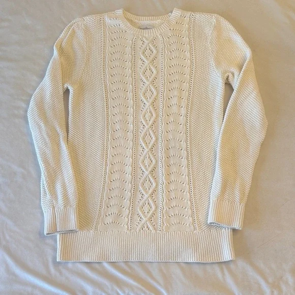 L.L. Bean Signature Knit Sweater - Cream, sz M - Picture 1 of 10